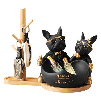 DecorBites™ French Bulldog Butler Statue, Resin Animal Sculpture, Home & Office Decor Gift