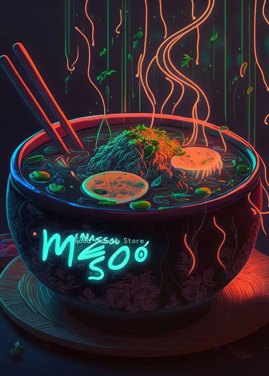 Neon Food Canvas Art