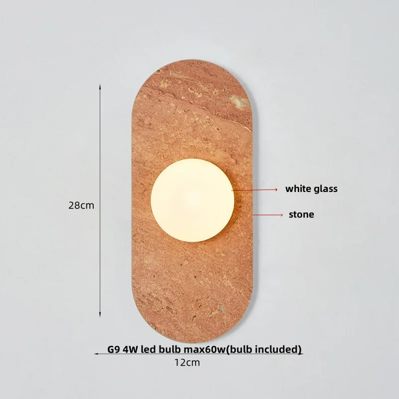 DecorBites™ LED Wall Light: French Luxury Glass Globe Stone Wall Lamp Fixture