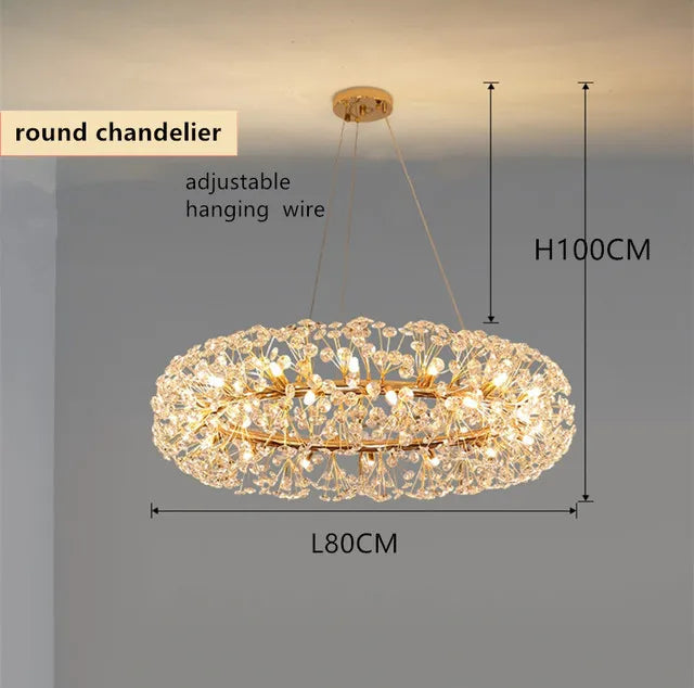 Gold Crystal LED Hanging Lamp