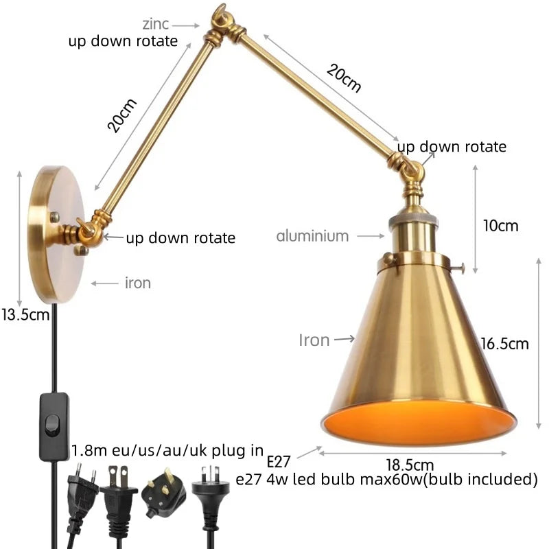 Brass Long Arm Lamp