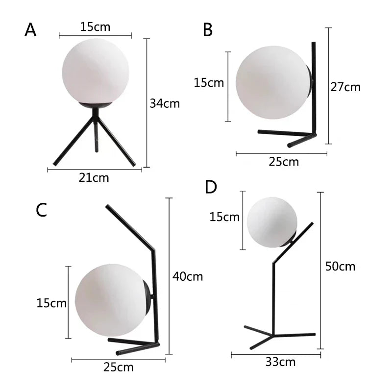 DecorBites™ Glass Ball Table Lamp: Modern Nordic LED Desk Light