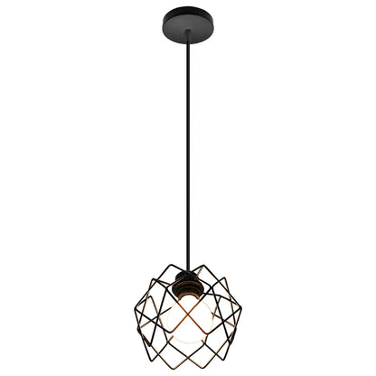 Vintage Black Metal Wire Cage Pendant Light