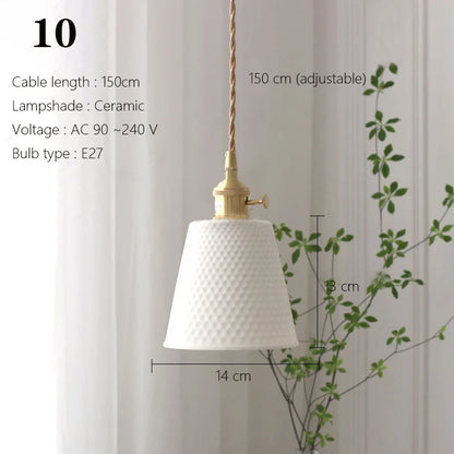 Japanese Ceramic Pendant Light With Copper Finish