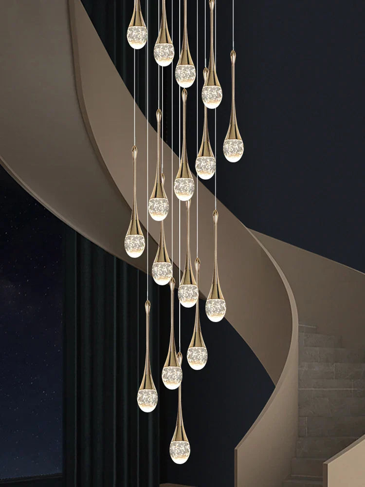 DecorBites™ Crystal LED Chandeliers: Luxury Long Staircase Hanging Lights for Living Room Lobby