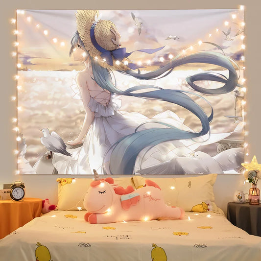 Anime Tapestry Pink Wall Hanging