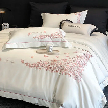 DecorBites™ Egyptian Cotton Bedding Sets in White, Queen King Ru Size Bed Linens