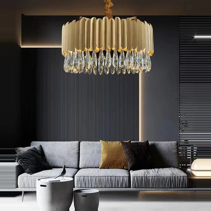 DecorBites™ Crystal 2024 Ceiling Chandeliers: Modern Dimmable LED Round Lamps Black