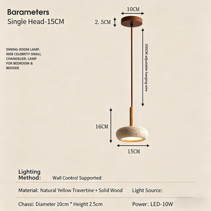 Wabi-Sabi Yellow Travertine Stone Pendant Light