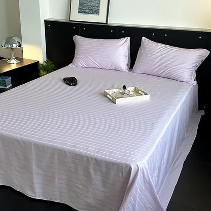 DecorBites™ Luxe Cotton Satin Stripe Bed Sheet Set with 2 Pillowcase
