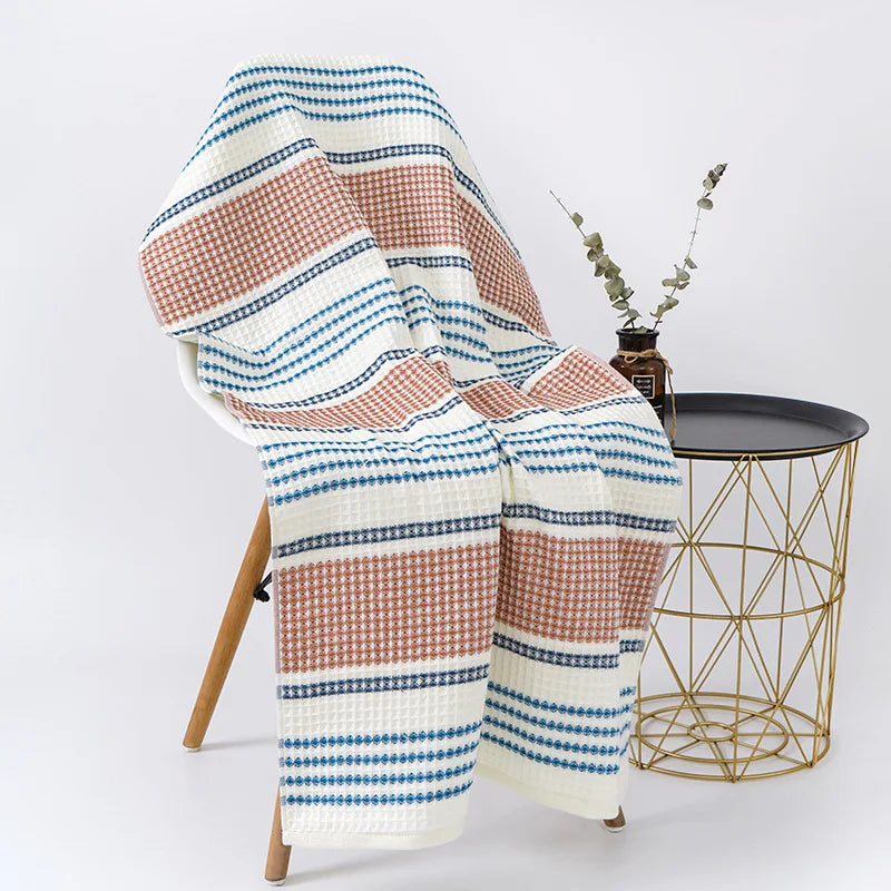 Waffle Stripe Cotton Towel Set