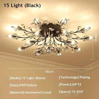 DecorBites™ Crystal Ceiling Chandelier LED Light Fixture for Living Room Bedroom Kitchen