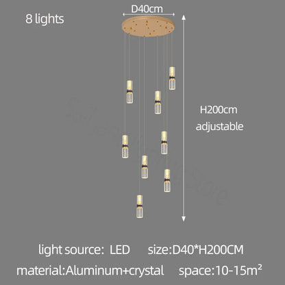 DecorBites™ Crystal Columnar Chandelier for Stairway, Bubble Design for Home, Restaurant, or Bar