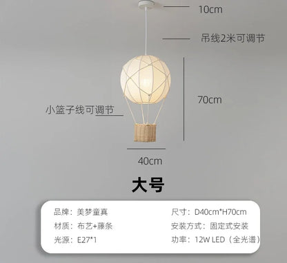 DecorBites™ Hot Air Balloon Chandeliers - Handmade Rattan Fabric Kids Room Lamps