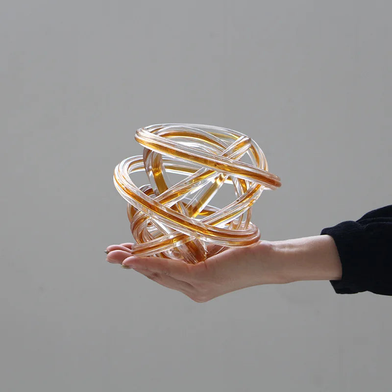 DecorBites™ Geometric Wound Glass Twine Sphere Ornament - Handmade Home Decor Accessory
