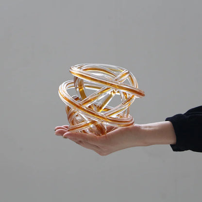 DecorBites™ Geometric Wound Glass Twine Sphere Ornament - Handmade Home Decor Accessory