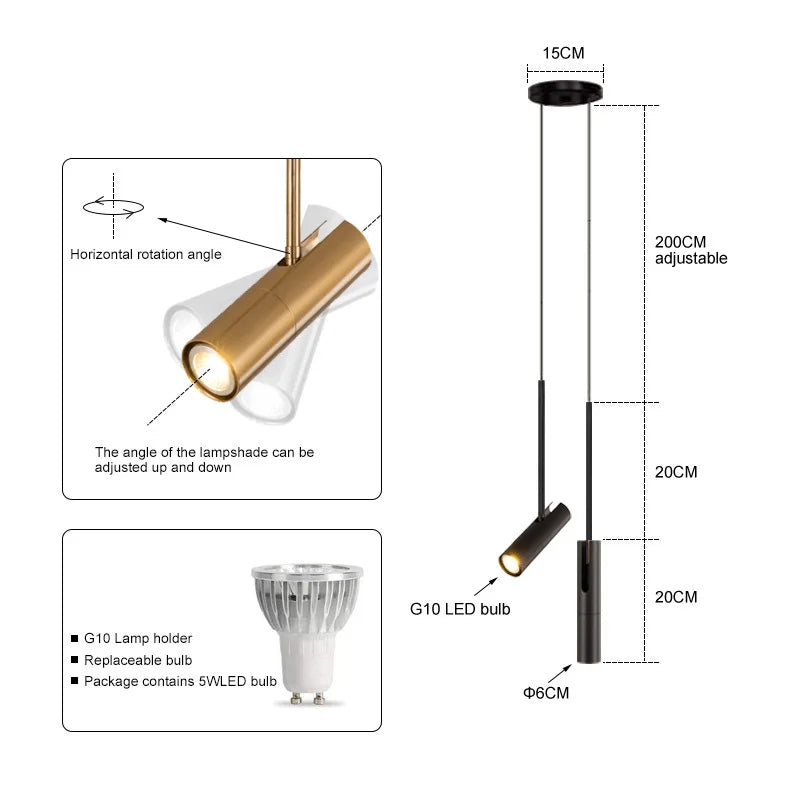 DecorBites™ Black Chandelier: Nordic Minimalist Bedroom Bar Decor Hanging Lamp
