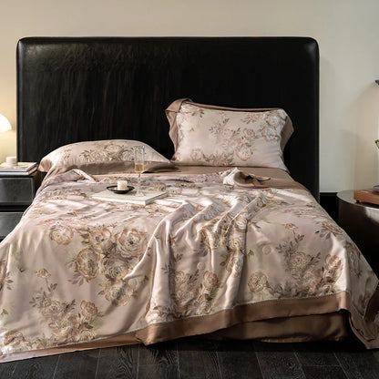DecorBites™ Eucalyptus Fiber Flowers Summer Quilt Set: Silky, Cool Comfort for Bedtime Bliss