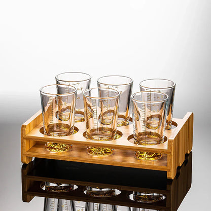 DecorBites™ Clear Glass Liquor Cup Set 2oz Chinese Spirit Drinking Glasses with Graduated Line
