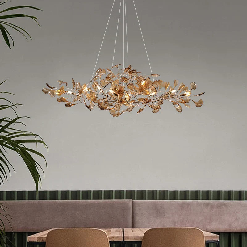 DecorBites™ Gingko Leaf Chandelier: Modern Luxury Art Decor for Home, Restaurant & Bar