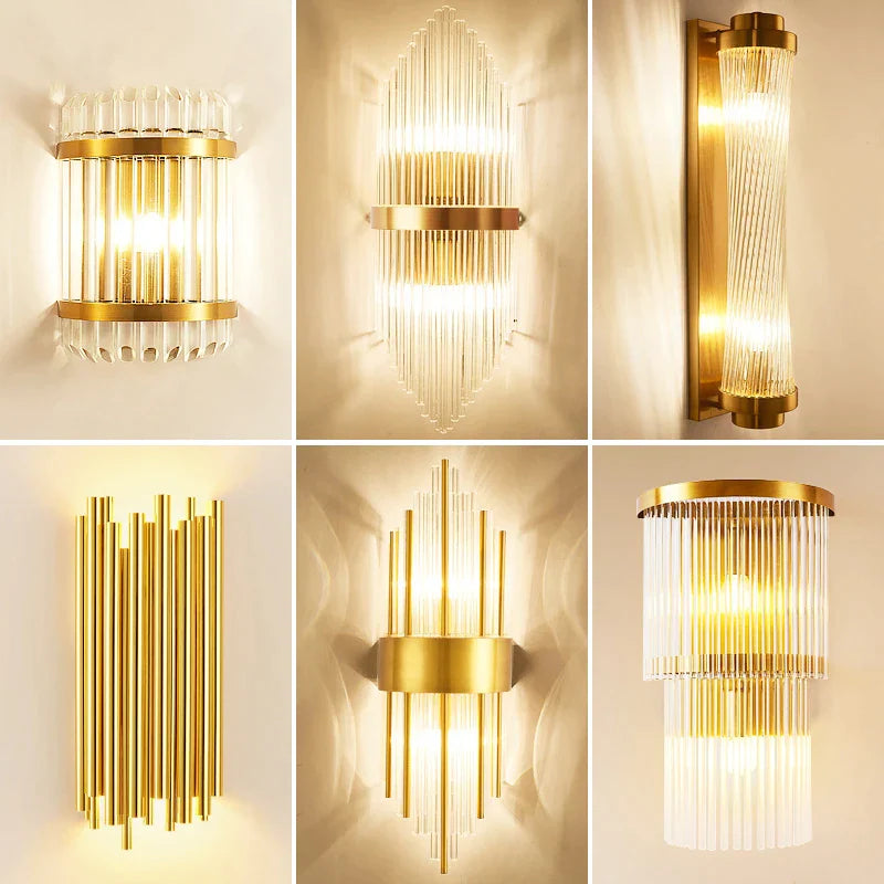 Gold Crystal LED Sconce WG610 Large Design