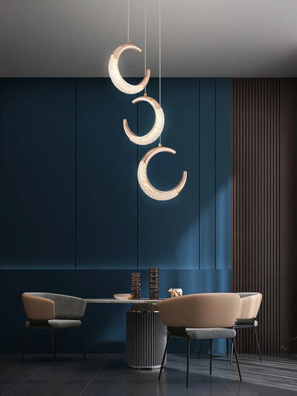 Modern Ring Pendant Light in Acrylic and Plated Metal