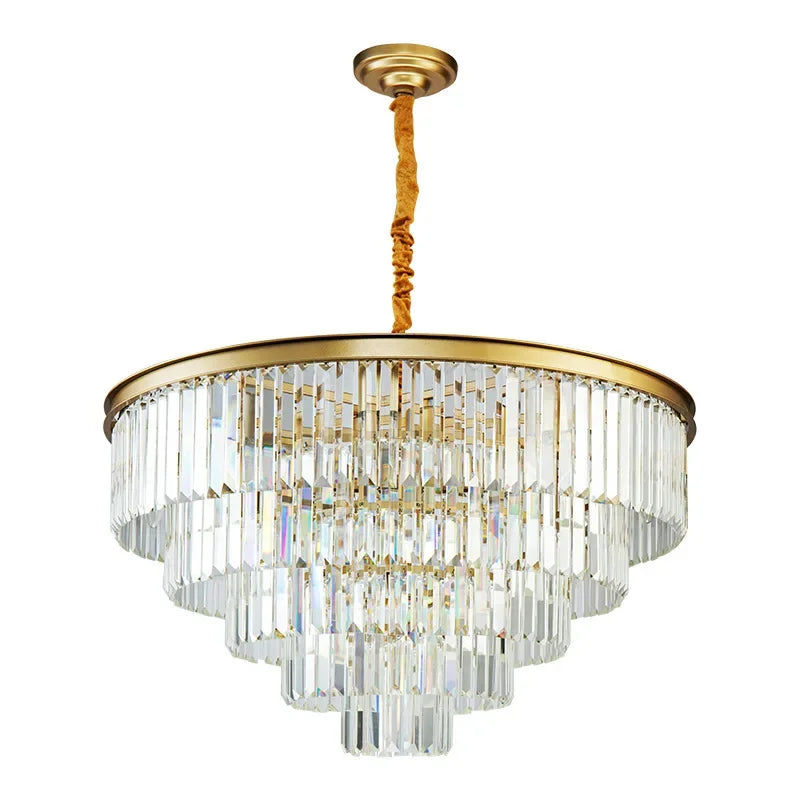 DecorBites™ Crystal Gold Black LED Chandelier: Modern Multi-Storey Pendant Lamp Lighting