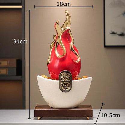 DecorBites™ Gilded Pitaya Cat Ceramic Feng Shui Ornament Landscaping Decoration