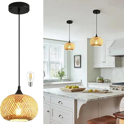 DecorBites™ Bamboo Pendant Light Handmade Rattan