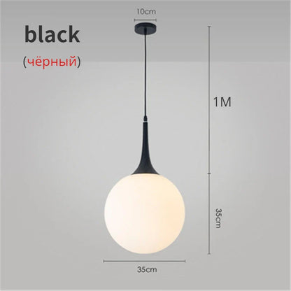 DecorBites™ Glass Ball LED Pendant Lights for Modern Living Room, Black/White Horn Fixtures