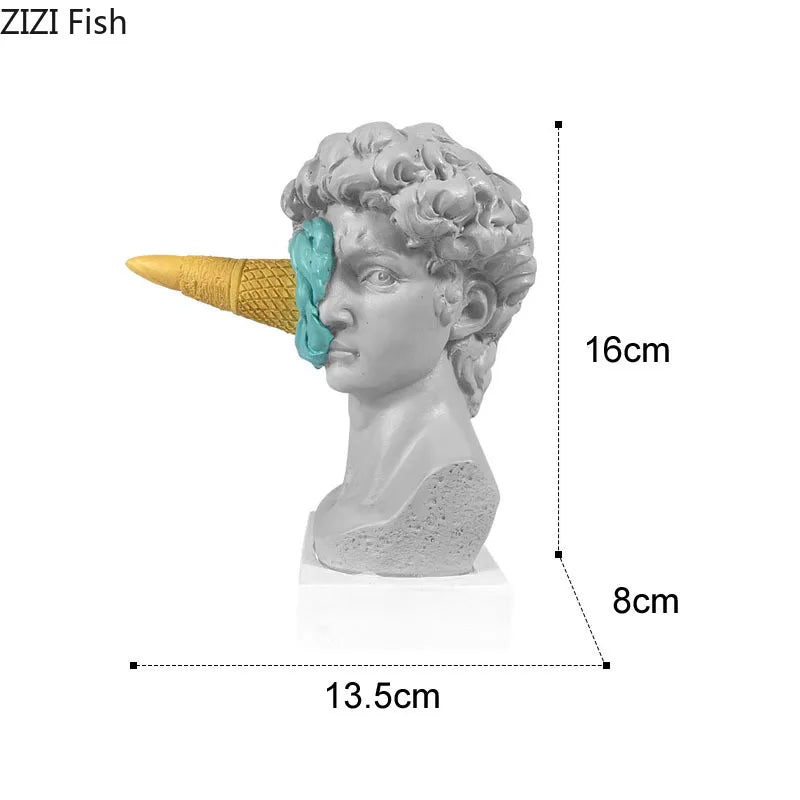 DecorBites™ Ice Cream David Statue Myth Character Resin Ornament Desk Sculpture Home Decor