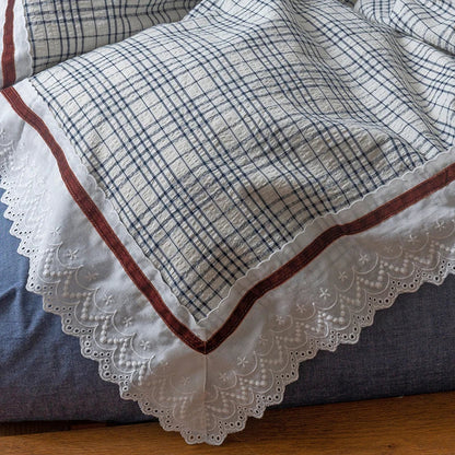DecorBites™ Korean Seersucker Lace Ruffles Bedding Set for Girls