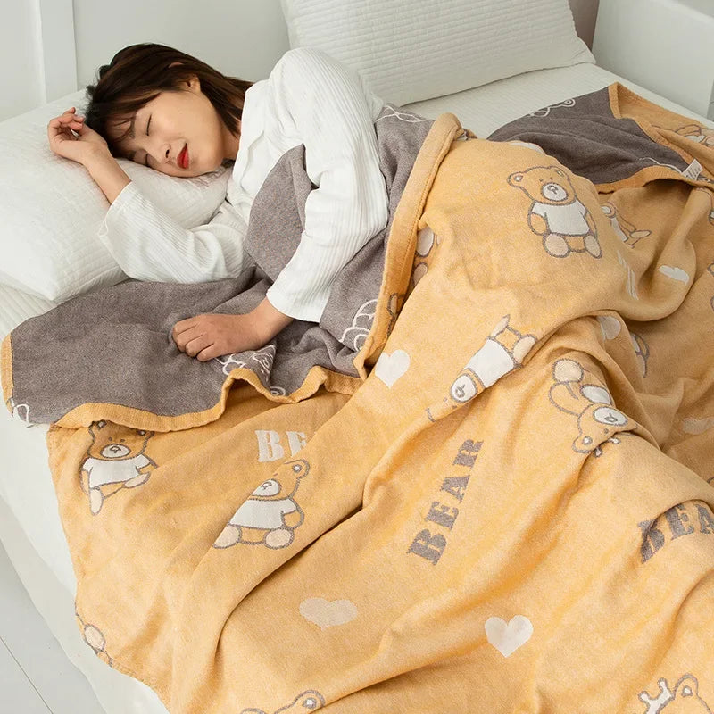 DecorBites™ Double Cotton Blanket: Soft & Breathable Bed Cover