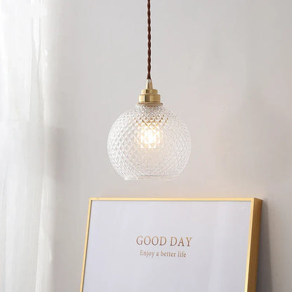 DecorBites™ Glass Ball LED Pendant Light: Nordic Modern Copper Socket Hanging Lamp for Home Indoor Lighting.