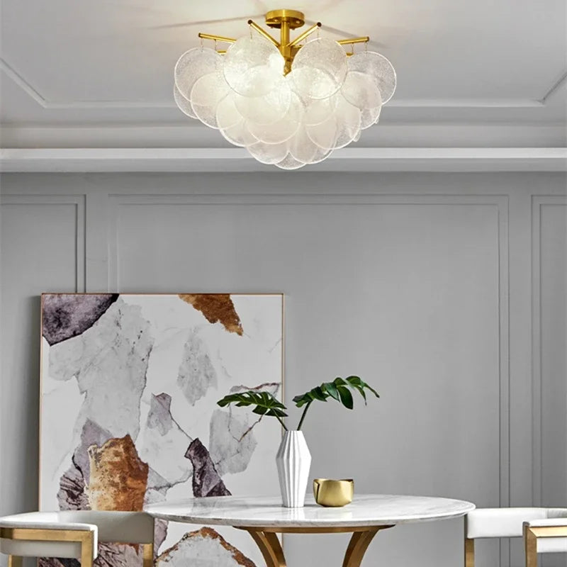 DecorBites™ Elegant Glass Chandelier: French Light Luxury Crystal Lighting, Romantic Bedroom & Living Room Decor