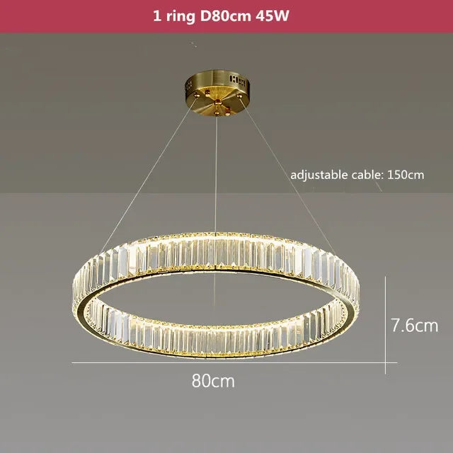 DecorBites™ Crystal LED Ring Chandelier - Luxury Villa Stair Pendant Fixture