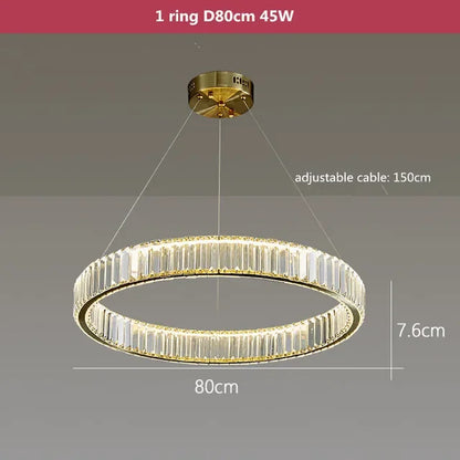 DecorBites™ Crystal LED Ring Chandelier - Luxury Villa Stair Pendant Fixture