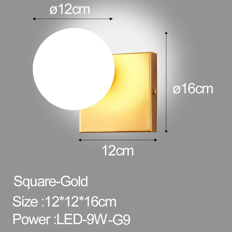 DecorBites™ Glass Ball LED Wall Lamp for Bedroom Living Room Indoor Lighting