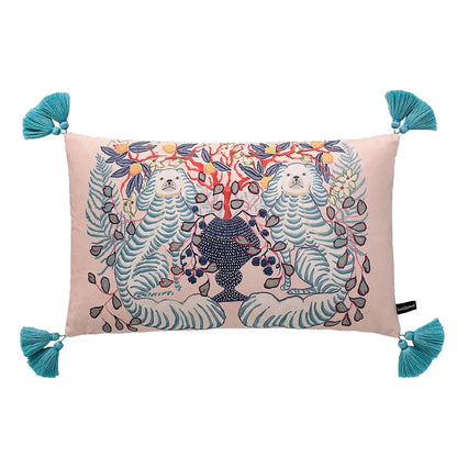 DecorBites™ Luxe Cheetah Halo Pillowcase: Decorative Tassel Cushion Cover GG Style