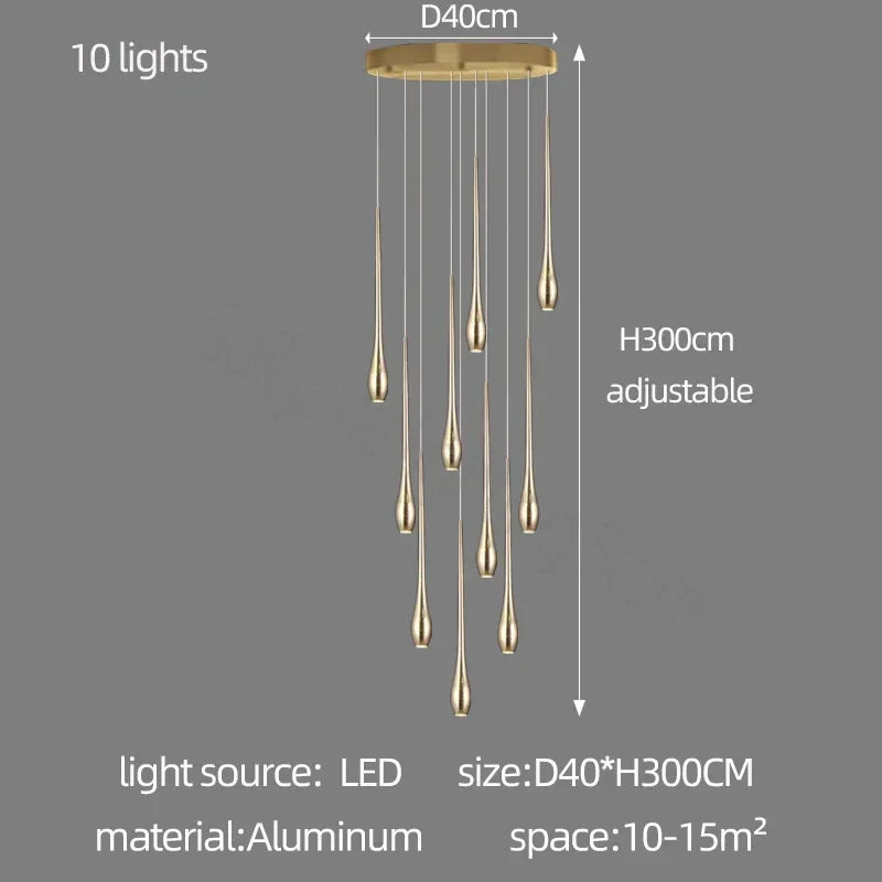 DecorBites™ Gold-Plated Modern Chandeliers for Living Room, Staircase, Restaurant, Kitchen