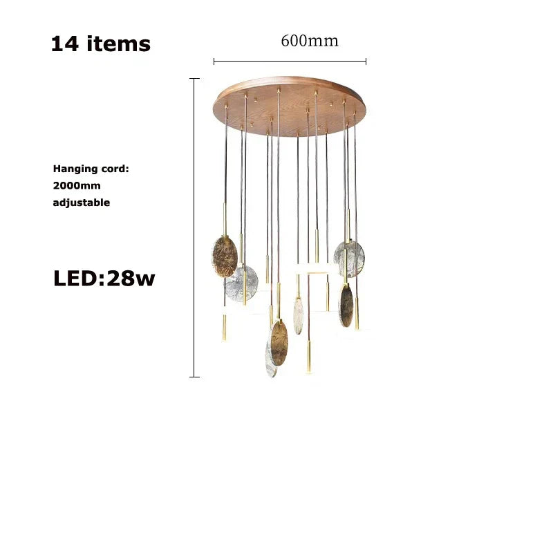 DecorBites™ Deco Wood & Marble LED Chandelier for Dinning Room