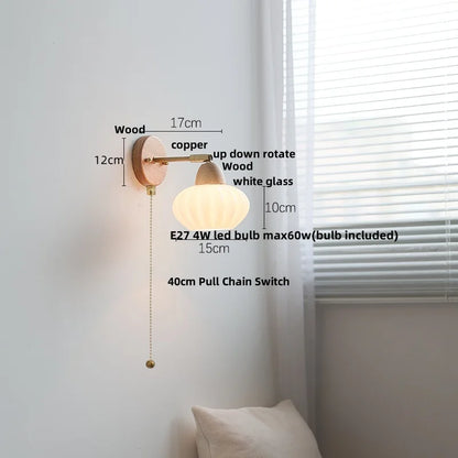 DecorBites™ Iron Wood LED Wall Light Fixture Rotate Bedside Lamp Aplique Pared