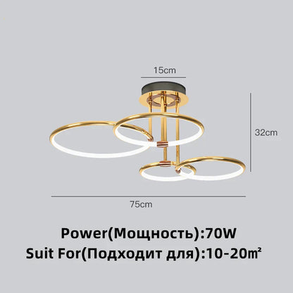 DecorBites™ Gold Luxury Ring Pendant Chandelier for Modern Villa and Home Decor