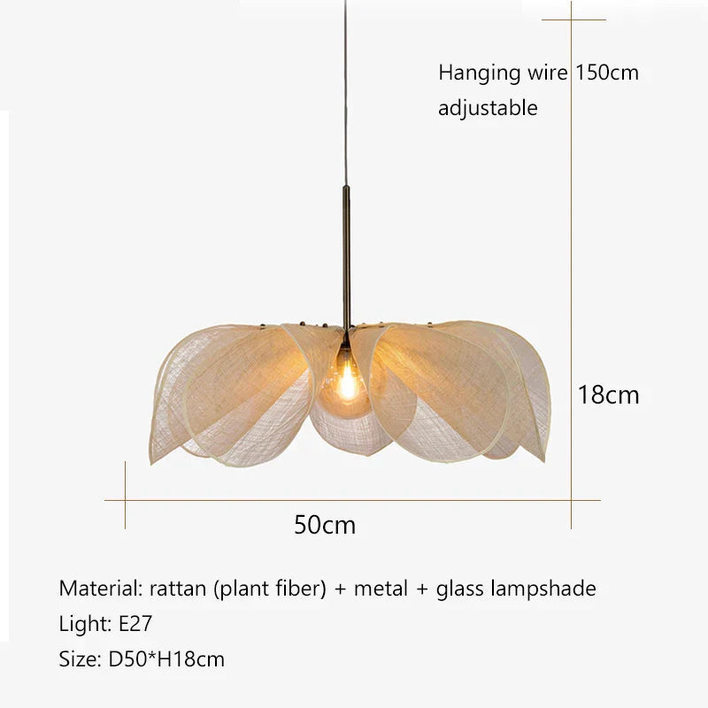 DecorBites™ Cream Fabric Flower Chandelier LED Dining Table Hanging Lamp
