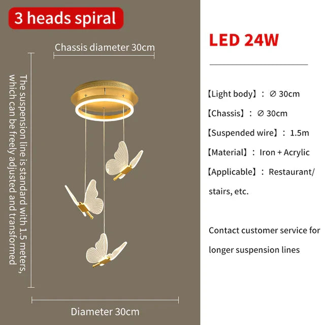 Gold LED Butterfly Pendant