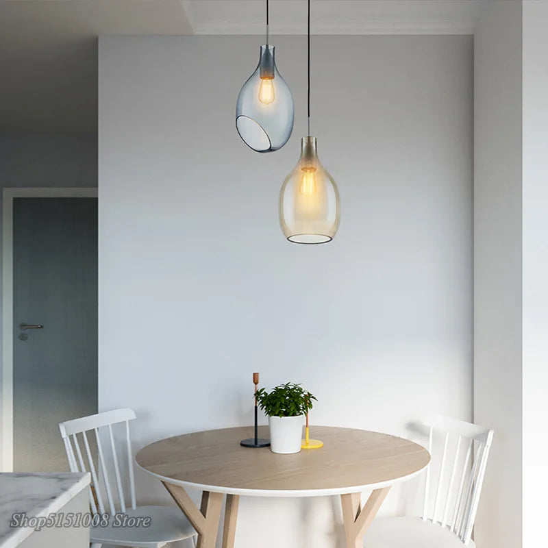 DecorBites™ Glass Pendant Lights: Modern Wine Bottle Lamps for Living Room, Bedroom, Kitchen