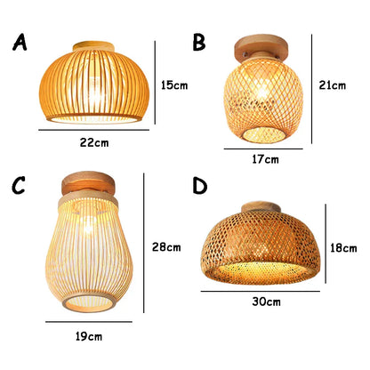 DecorBites™ Bamboo Birdcage Ceiling Light: Handwoven Nordic Wood Art Fixture