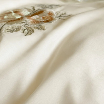 DecorBites™ Flowers Embroidery Lace Ruffles Bedding Set in Soft Lyocell Fabric