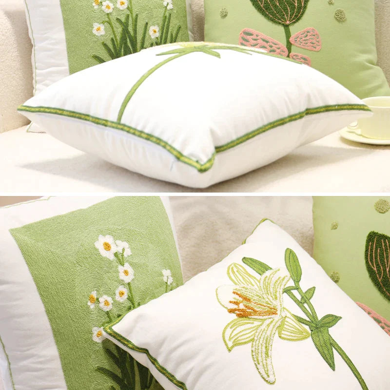 Green Cotton Cushion Cover