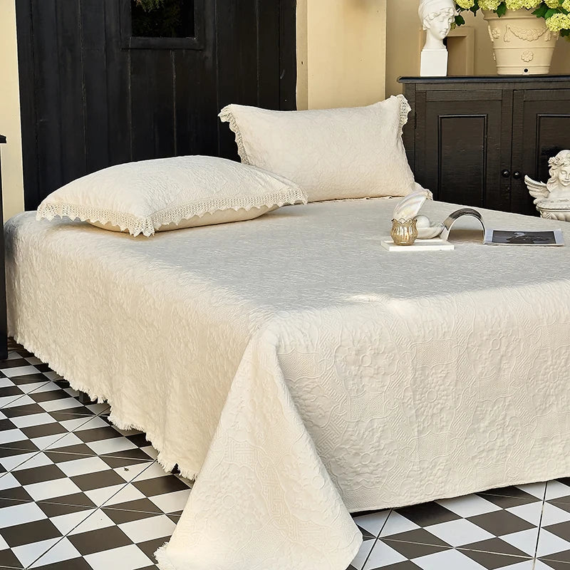 DecorBites™ Cotton Quilted Bedspread Set with Bed Skirt & Pillowcases